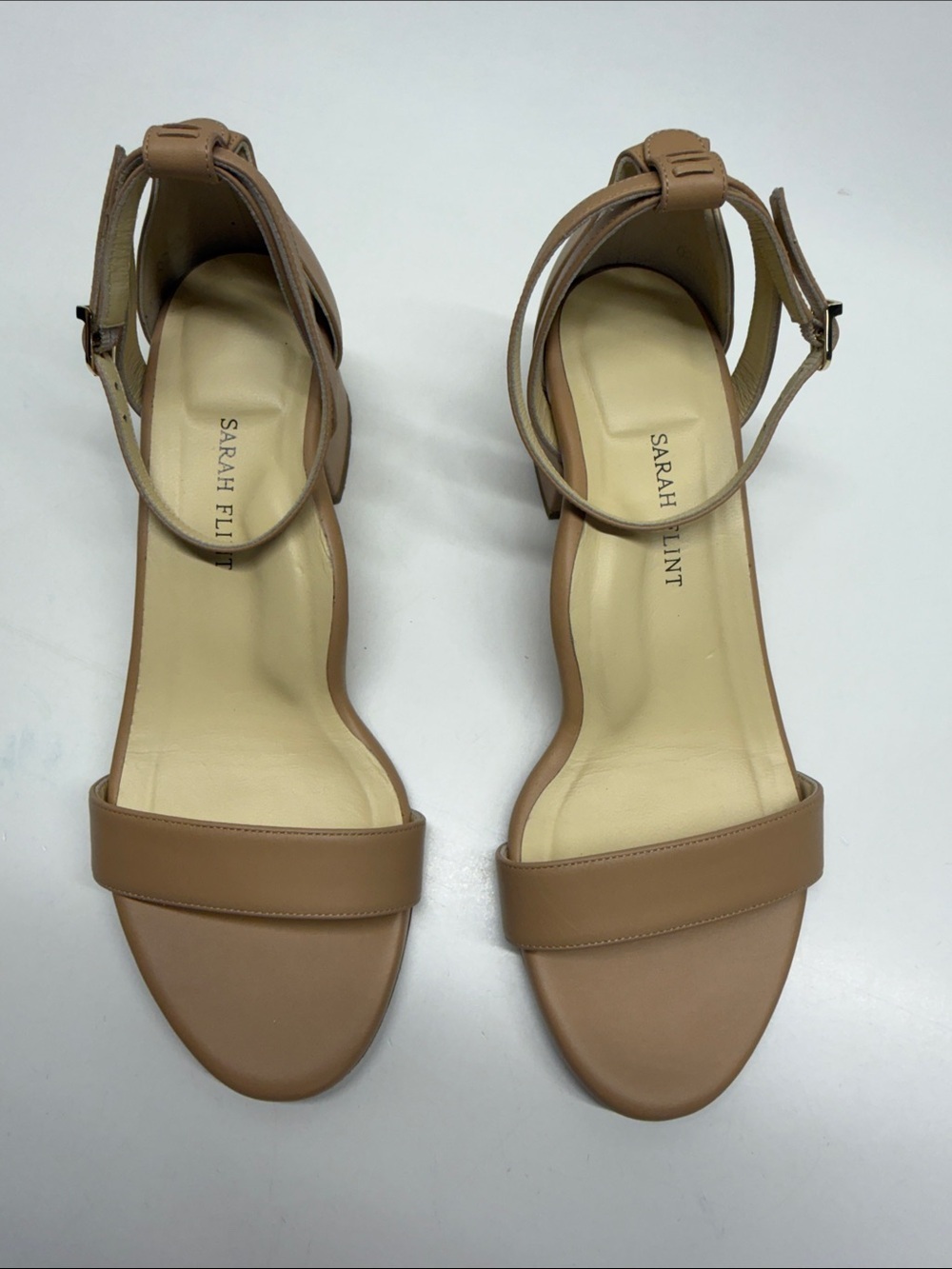 Sarah Flint Perfect Block Sandal Open Toe 30 MM Calf Leather Tan Brown Size 39 - Picture 4 of 13